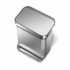 55L rectangular step can with liner pocket - brushed finish - top down view