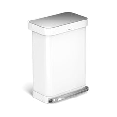 55L rectangular step can with liner pocket - white stainless steel - main image
