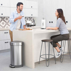 New - simplehuman 45L Semi-Round Step Trash Can Brushed Stainless Steel