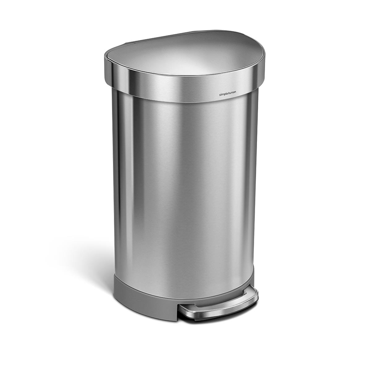 45L Semi-Round Step Can with Liner Rim - 45L / Brushed