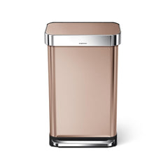 45L rectangular step can with liner pocket - rose gold finish - front view image