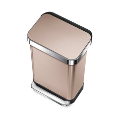 45L rectangular step can with liner pocket - rose gold finish - 3/4 top down  image