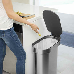 45L slim step can - brushed stainless steel - lifestyle open lid image
