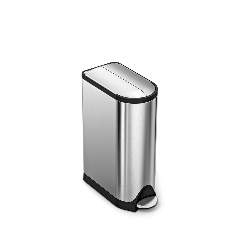 Simplehuman 18L Butterfly Step Can, Brushed Stainless Steel, hands-free pedal, space-saving design.