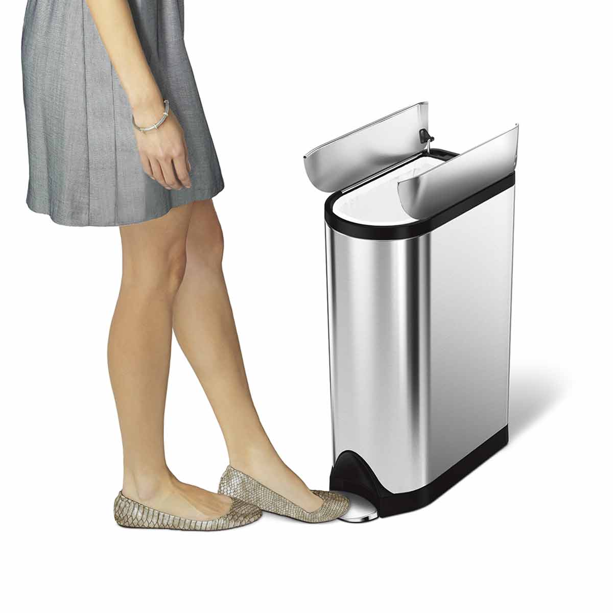 40L Dual Compartment Butterfly Step Can - Simplehuman