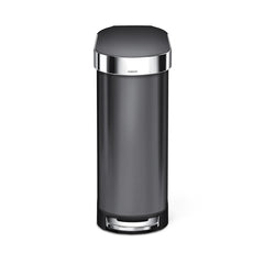 45L slim step can - black stainless steel - front image