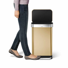 45L rectangular step can with liner pocket - brass finish - lifestyle image