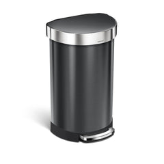 45L semi-round step can with liner rim - black finish - main image