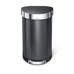 45L semi-round step can with liner rim - black finish - front view image