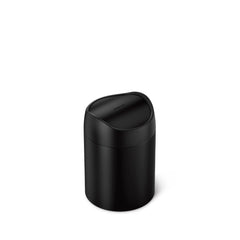 mini can - matte black steel - 3/4 view lid closed