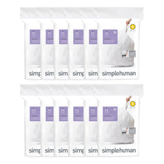 simplehuman Code E Custom Fit Drawstring Trash Bags in Dispenser Packs, 20  Count, 20 Liter / 5.3 Gallon, White