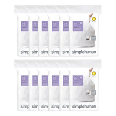 simplehuman Code E Custom Fit Drawstring Trash Bags in Dispenser Packs, 100 Count, 20 Liter / 5.3 Gallon, White