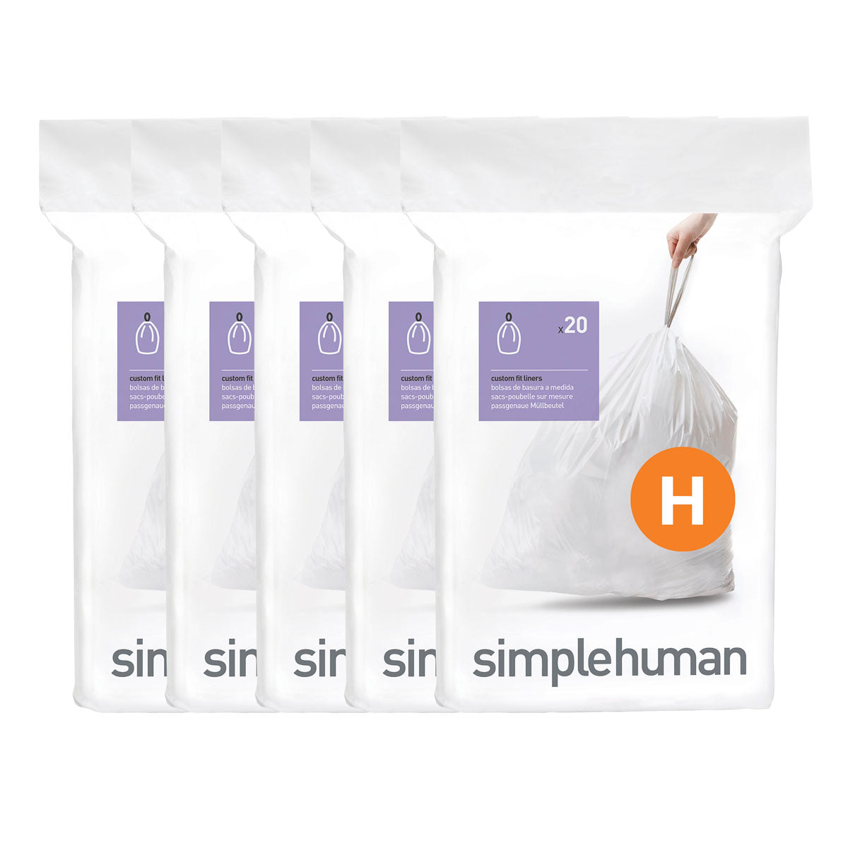 simplehuman custom fit liners - code H 100 pack