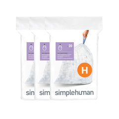 simplehuman Clear Custom Fit Liners - Code H 60 Pack