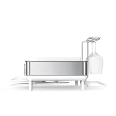 simplehuman Kitchen Compact Steel Frame Dish Rack with Swivel Spout  Fingerprint-Proof Stainless, Grey Plastic 