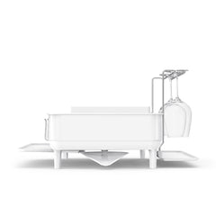 simplehuman Compact Steel Frame Dish Rack, Brushed Stainless Steel, White