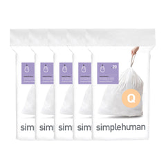 simplehuman Code Q Odorsorb Custom Fit Drawstring Odor Absorbing Trash Bags in Dispenser Packs, 50-65 Liter / 13-17 Gallon, 40 Liners