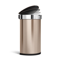 simplehuman Semi-Round Automatic Sensor Trash Can, Brushed Stainless Steel  & J Odorsorb Custom Fit Drawstring Odor Absorbing Trash Bags in Dispenser