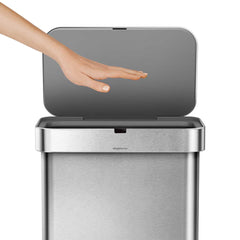 58L rectangular sensor can with voice and motion control - brushed finish - lifestyle hand over sensor image