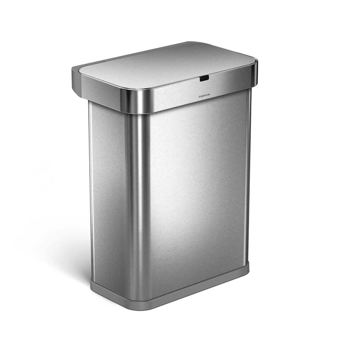 mDesign Metal Steel 60L Large Dual Compartment Step Trash Can - Brushed  Chrome