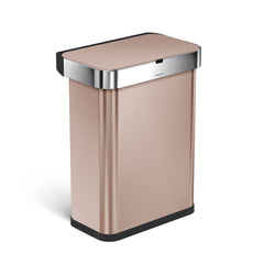 58L rectangular sensor can with voice and motion control - rose gold finish - 3/4 view main image