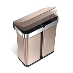 58L dual compartment rectangular sensor can with voice and motion control - rose gold finish - lid closing image
