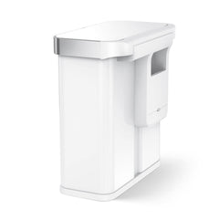 58L dual compartment rectangular sensor can with voice and motion control - white finish - back liner pocket image