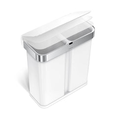 58L dual compartment rectangular sensor can with voice and motion control - white finish - lid closing image