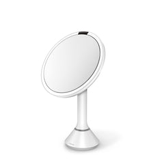 sensor mirror with touch-control brightness and dual light setting - white finish - 3/4 view image