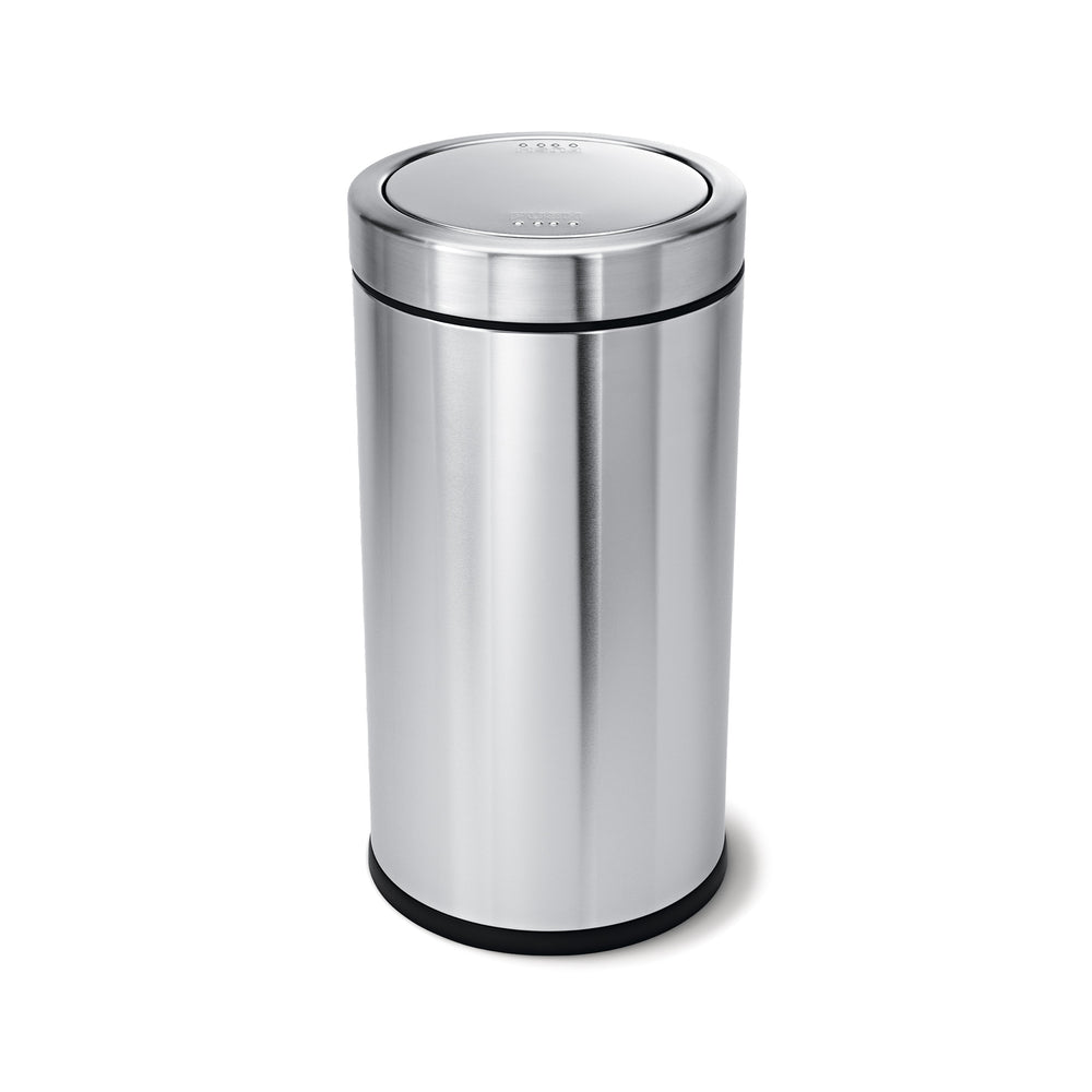 Simplehuman 55L Swing Top Can in Brushed Stainless Steel with easy-access swing lid.